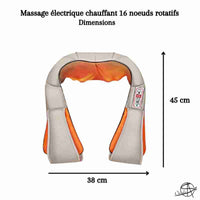 Acheter le masseur Shiatsu chauffant à 16 têtes rotatives pour un massage complet et relaxant pour vos cervicales.