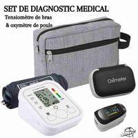 kit santé: Tensiomètre bras detecteur de pression arterielle et  hypertension, Oxymètre de pouls au doigt indicateur de satura